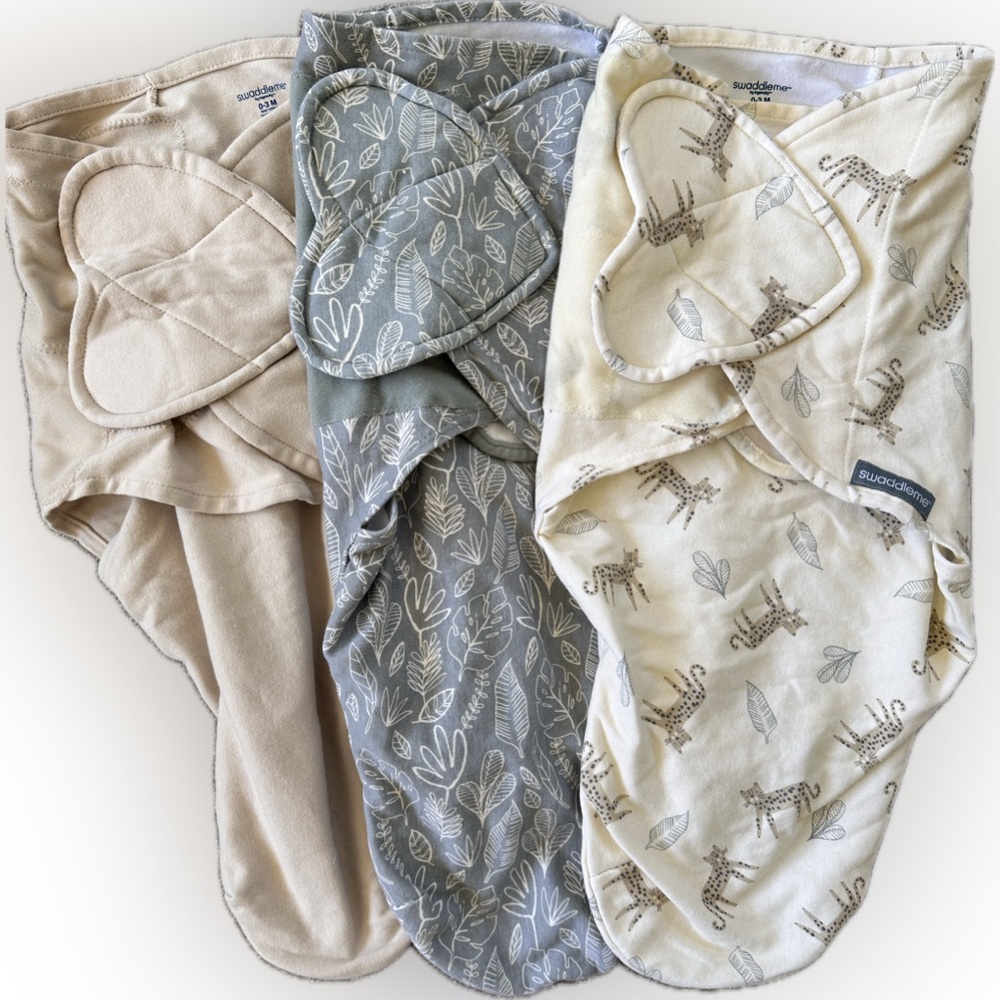 Baby Swaddles SwaddleMe NEW 0-3M Cozy Swaddle Trio - Beige, Gray-Green, Cream